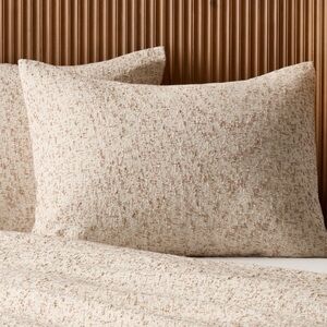 CB2 Lara Organic Cotton Standard Pillowcase Set Light Brown Boucle